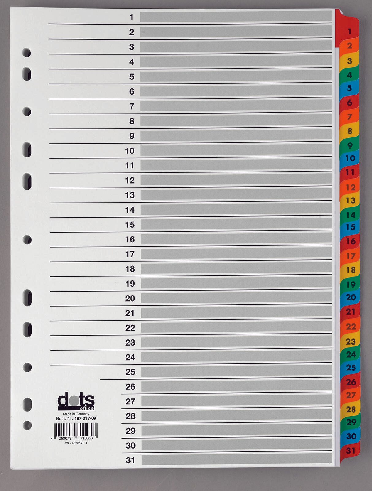 dots Ordnerregister Vollformat 1-31 DIN A4