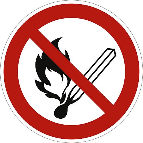 moedel Verbotsschild 'Keine offene Flamme', nach ISO 7010, Folie selbstklebend, ? 100 mm