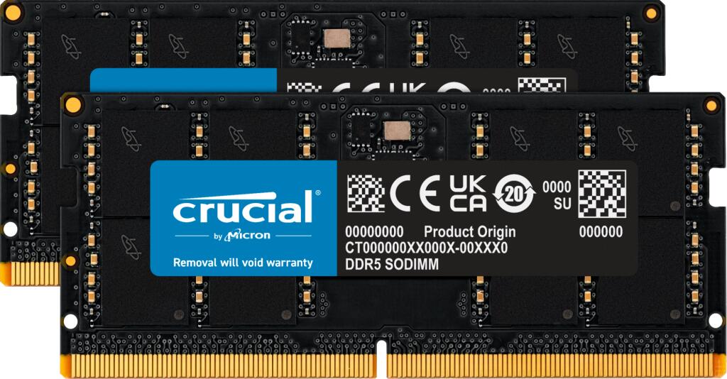 Crucial RAM 64GB (2x32GB) Kit DDR5 5200MHz SODIMM schwarz