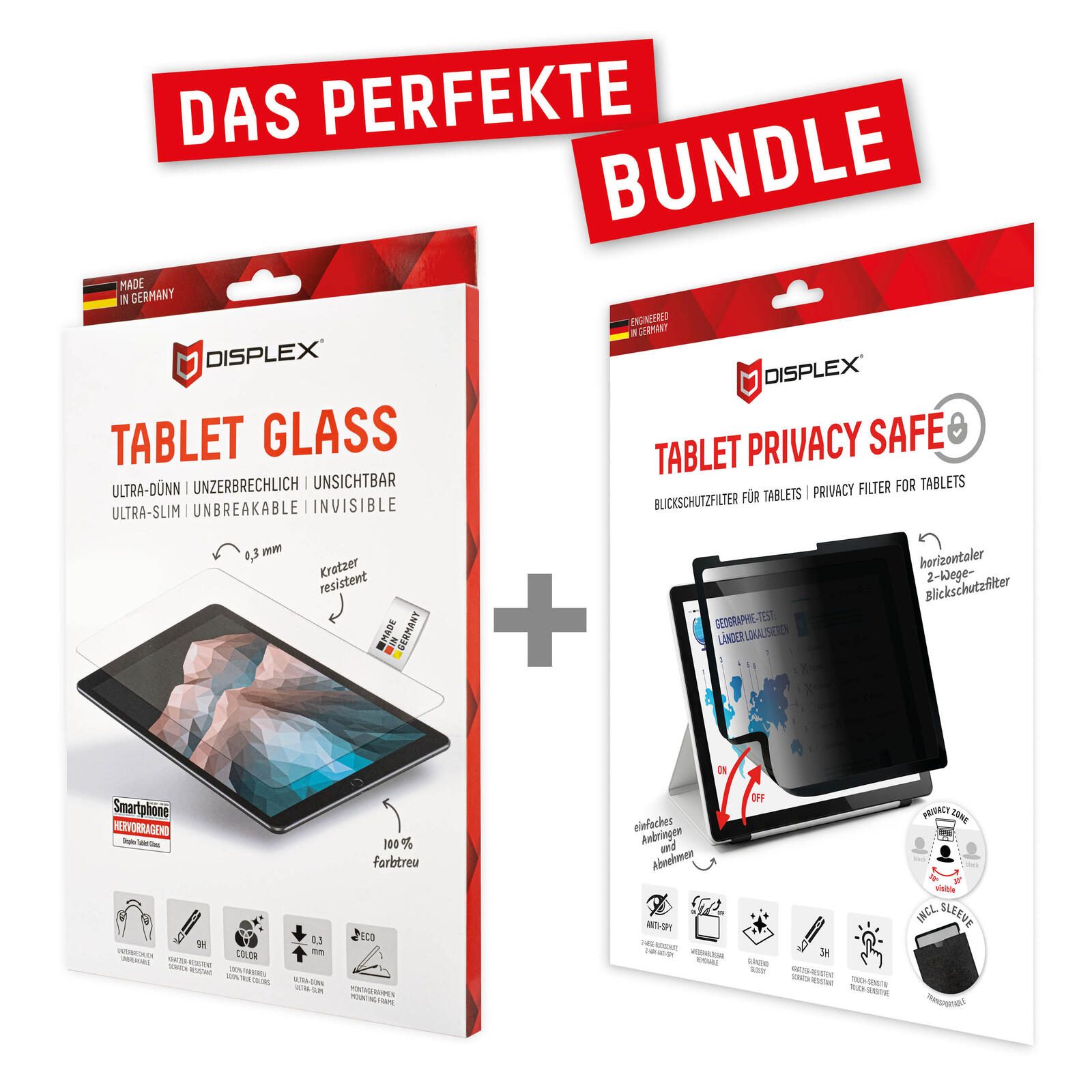DISPLEX Tablet Glass (9H) & Privacy Safe Blickschutzfilter für iPad 10,9″ (10. Gen) / iPad 11″ (2025) / iPad Air 11″ (20