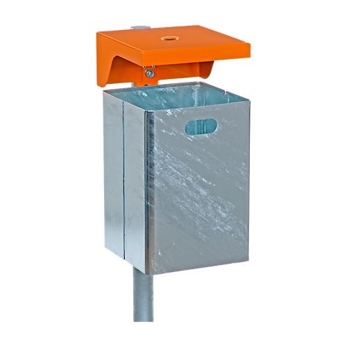 Abfallbeh?lter aus feuerverzinktem Stahlblech, mit Ascher, Dreikantschloss, 40 Liter, B 310 x T 360 x H 600 mm, silbermetallic