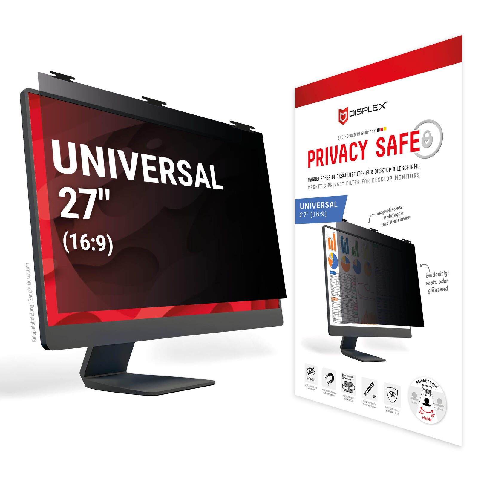 DISPLEX PRIVACY SAFE Blickschutzfilter für Desktop Monitor 27“ (16:9)