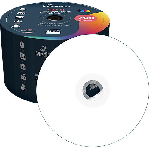 MediaRange CD-R MR208, Kapazit?t 700 MB/80 Minuten Laufzeit, 52-fache Schreibgeschwindigkeit, vollfl?chig bedruckbar, 50er-Spindel in umweltfreundlichem ECO Pack50