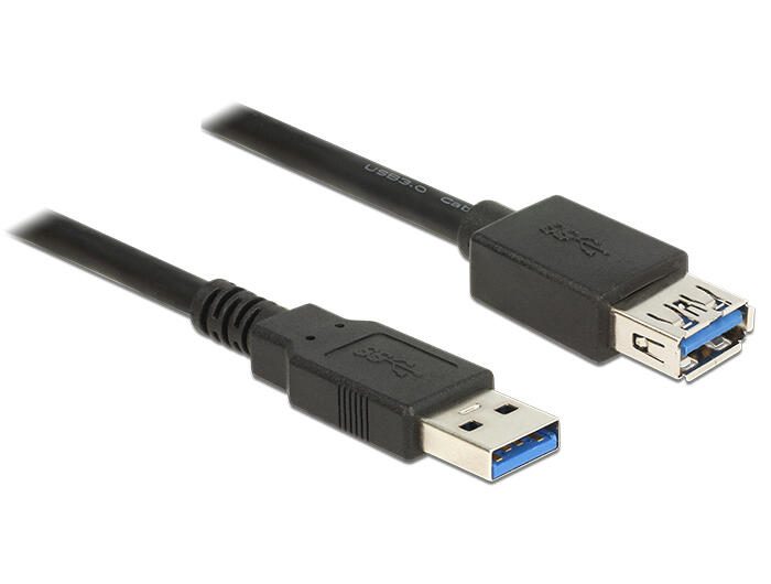 Delock – USB-Verlängerungskabel – USB Typ A (M) zu USB Typ A (W) – USB 3.0 – 50 cm – Schwarz