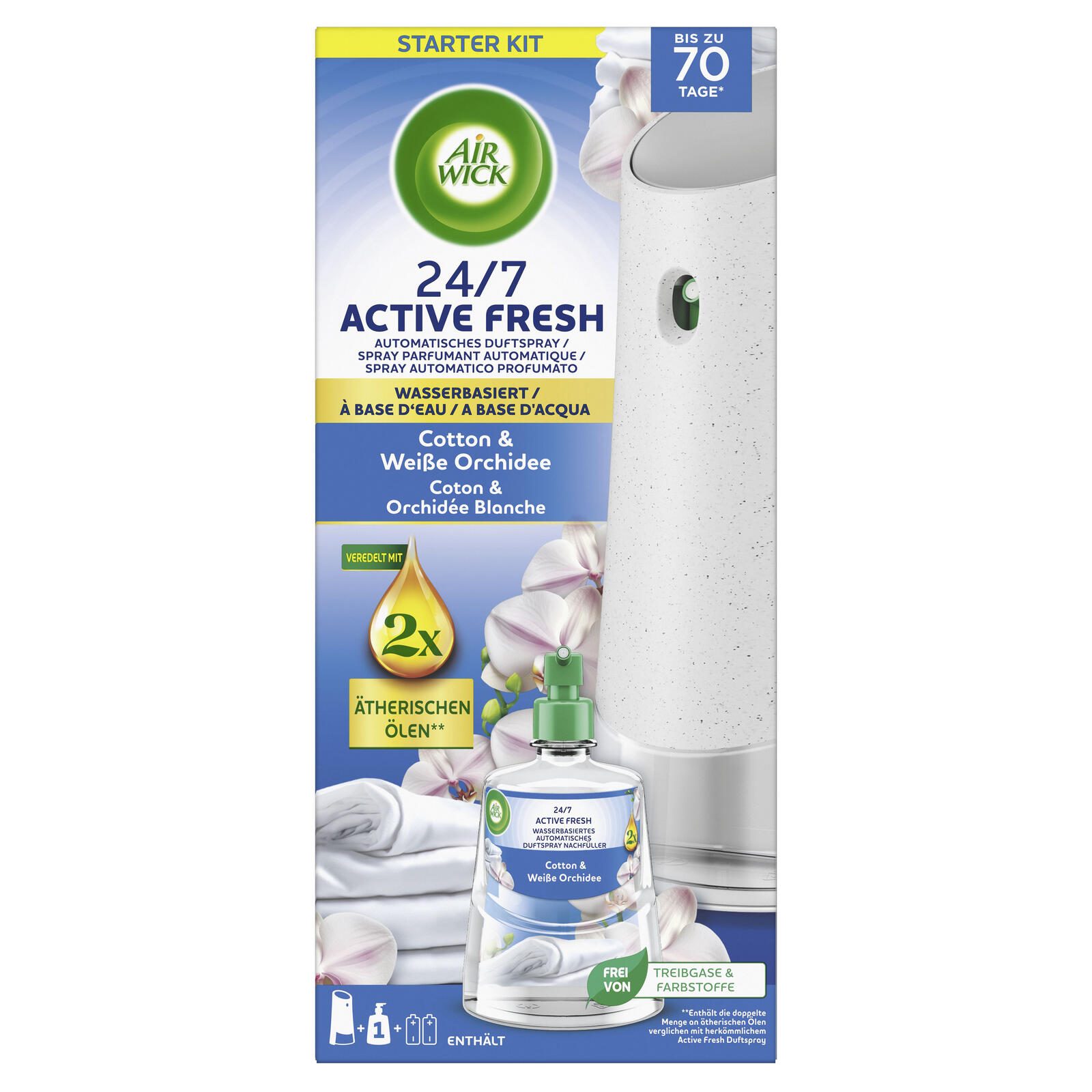 AIRWICK 24/7 ACTIVE FRESH Duftspender Cotton & Weiße Orchidee 228 ml