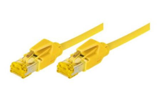 Tecline Patchkabel Cat. 6A (ISO/IEC), S/FTP (PiMF), halogenfrei, mit Rastnasenschutz, gelb, 10,0 m