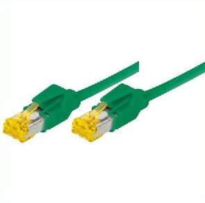 Tecline Patchkabel Cat. 6A (ISO/IEC), S/FTP, halogenfrei, mit Rastnasenschutz, grün, 0,5 m