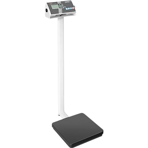 Personenwaage KERN MPB 300K100, bis 300 kg, BMI- und Hold-Funktion, Batterie- oder Netzbetrieb, Stahl, mit Stativ, wei?/schwarz, inkl. Arbeitsschutzhaube