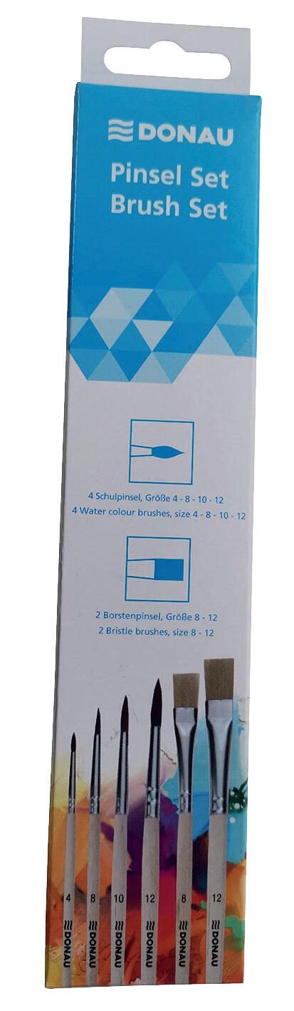 DONAU Pinsel-Set Größe 4, 8, 10, 12, 6-teilig
