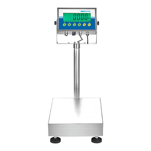 Tischwaage ae ADAM Gladiator GGB 75, ungeeicht, wasserfest, Ablesbarkeit 2 g/W?gebereich bis 75 kg, RS-232, LED, Netz-/Akkubetrieb, Edelstahl