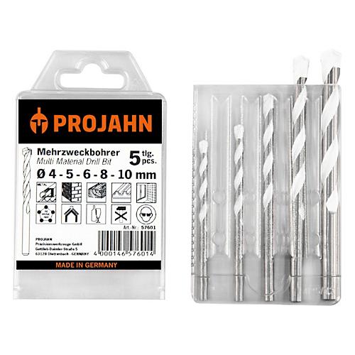Projahn Mehrzweckbohrer-Set, Hartmetallschneide, 5-teilig, zylindrischer Schaft, ? 4-5-6-8-10 mm