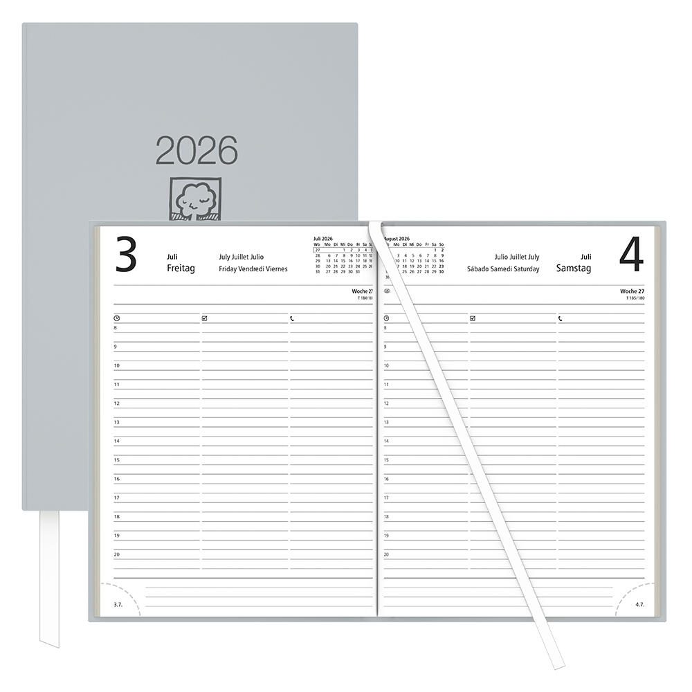 ZETTLER KALENDER Buchkalender Tagesplaner 2026 hellgrau, 1 St.