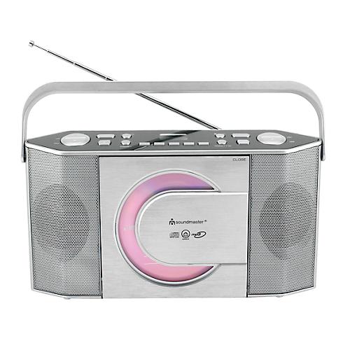 UKW Radio Soundmaster? RCD1755SI, CD/CD-R/CD-RW/CD-MP3, 5 Stationstasten & 10 Festsenderspeicher, Tragegriff, Netz- & Batteriebetrieb, silber