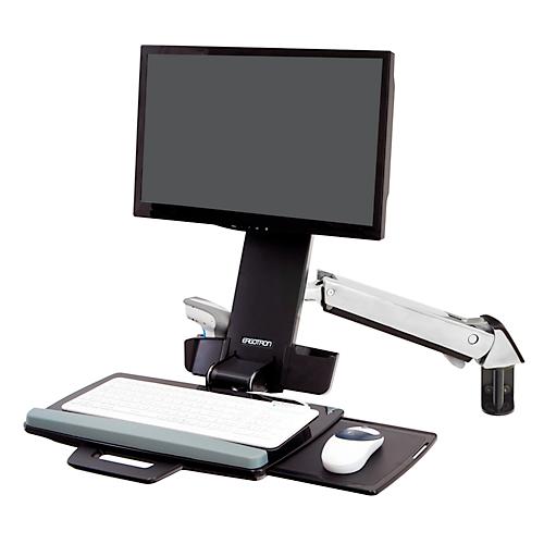 Monitor-Wandhalterung Ergotron StyleView Steh-Sitz Combo 45-266-026, inkl. Tastaturablage, Sitz- & Steharbeitsplatz, bis 13,2 kg, h?henverstellbar, VESA, Aluminium