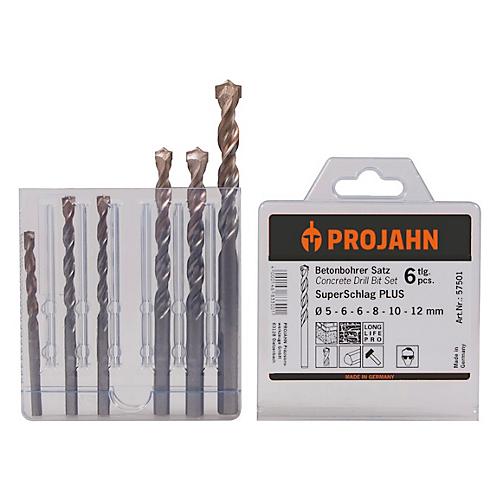 Projahn Stein- und Betonbohrer SuperSchlag PLUS, 6-teilig, 6-kant Schaft, ? 5-6-6-8-10-12 mm, Gesamtl?nge 175 mm, Kassette