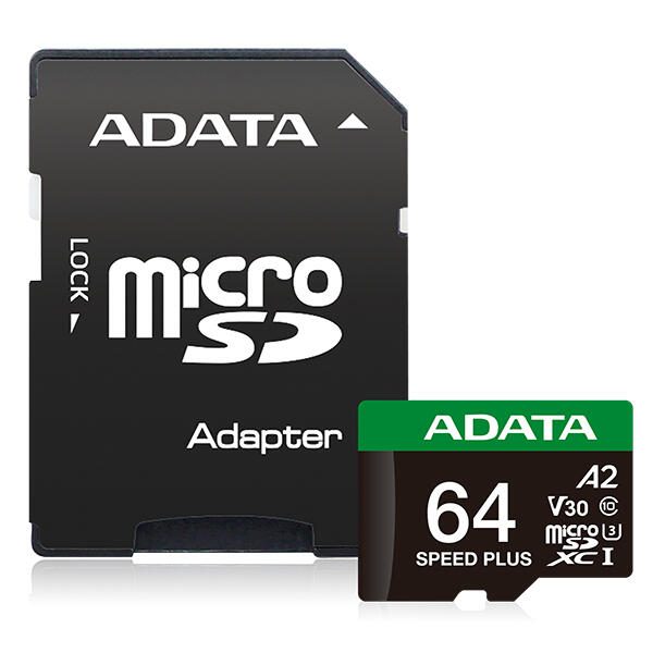 ADATA SPEED PLUS microSD Speicherkarte 64 GB inkl. SD-Adapter