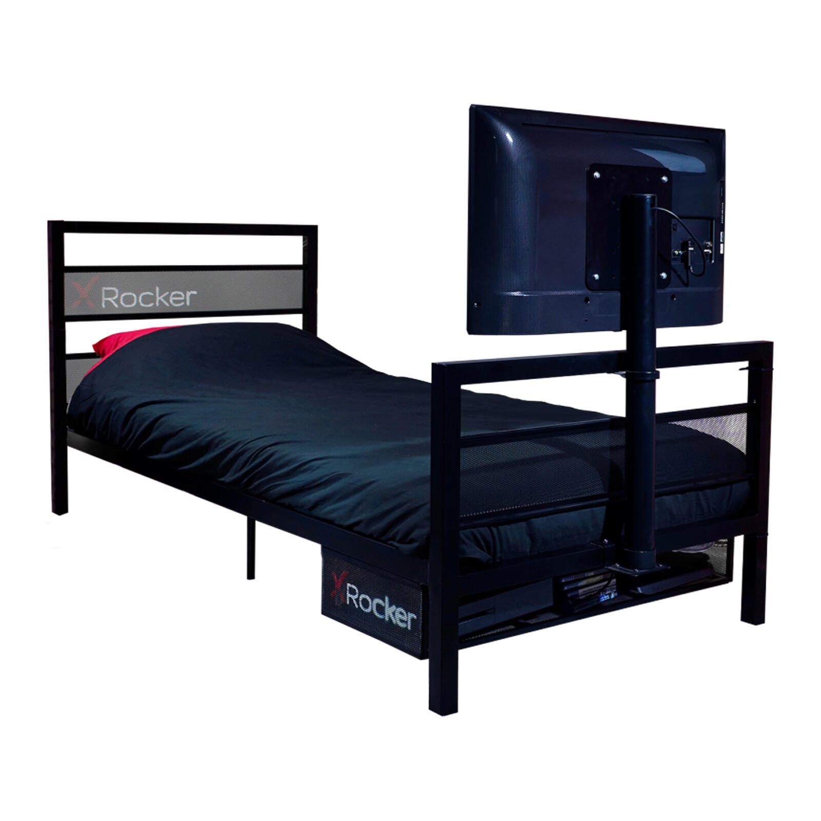 X Rocker Basecamp Metall Gaming-Bett mit TV-Halterung für Kinder & Jugendliche – schwarz