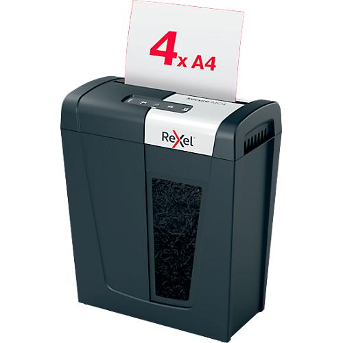 Rexel Secure MC4 Whisper-Shred? Aktenvernichter P5, Mikroschnitt 2 x 15 mm, 14 l, 4 Blatt Schnittleistung, Anti-Papierstau-Technologie, schwarz