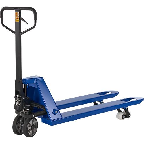 Palettenhubwagen, manuell, Gummi-Lenkrollen, Nylon-Tandemrollen, 1150 mm Gabell?nge, bis 2500 kg, blau