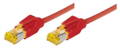 Tecline Patchkabel Cat. 6A (ISO/IEC), S/FTP, halogenfrei, mit Rastnasenschutz, rot, 0,3 m