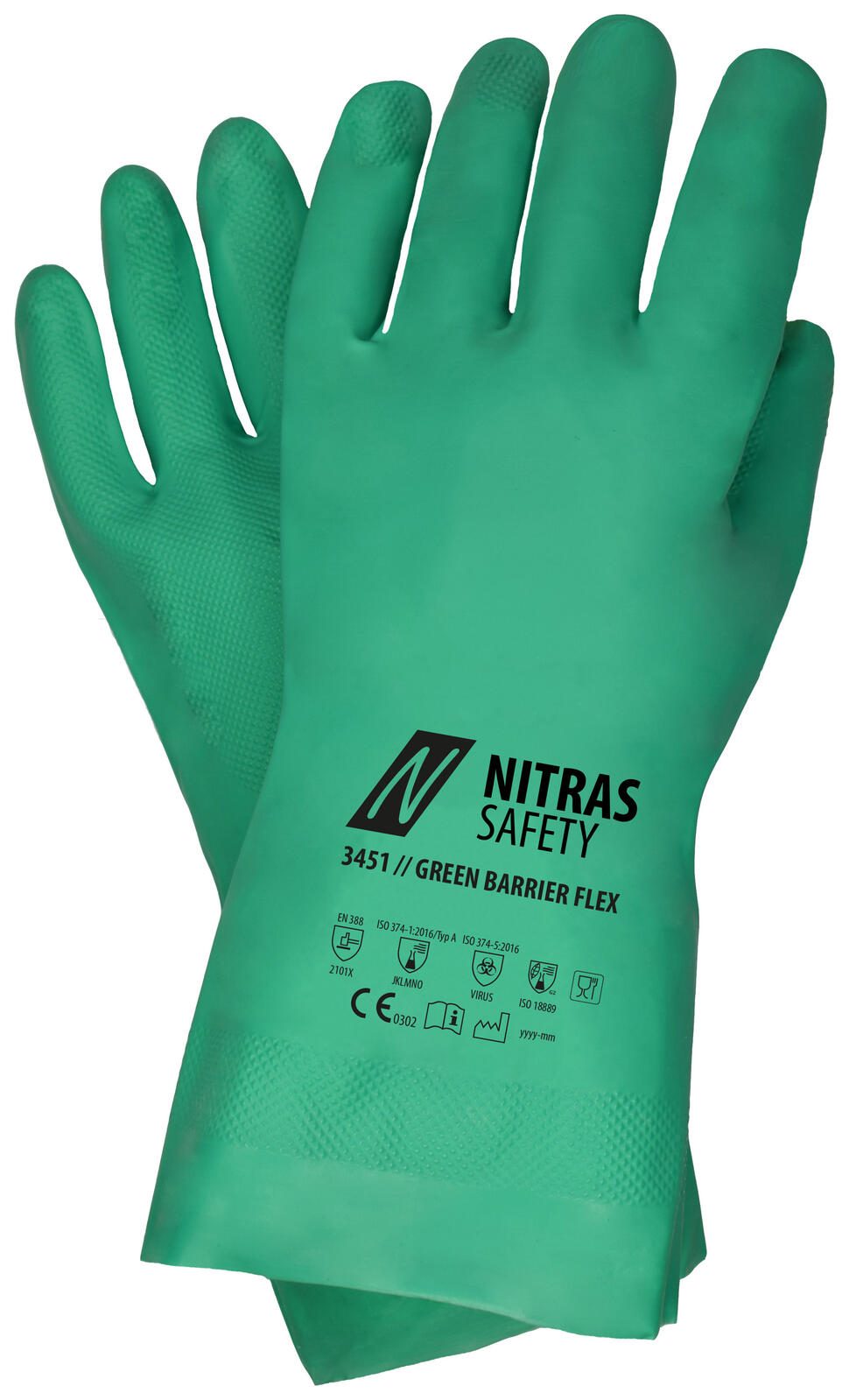 NITRAS® Chemikalienschutzhandschuh 3451 Green Barrier Flex 8 grün