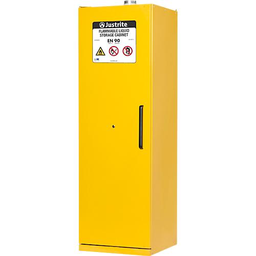 Justrite Sicherheitsschrank EN 90, Auffangwanne, 3 Fachb?den, H 2070 x B 600 x T 600 mm, gelb