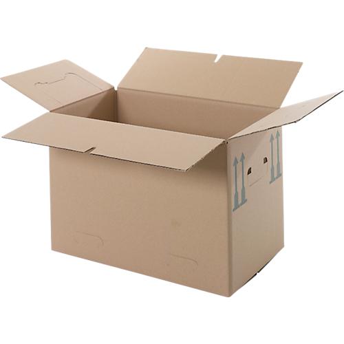 Umzugskarton, 1-wellig, bis 40 kg, Beschriftungsfeld, verst?rkte Handgriffe, L 500 x B 300 x H 340 mm, braun
