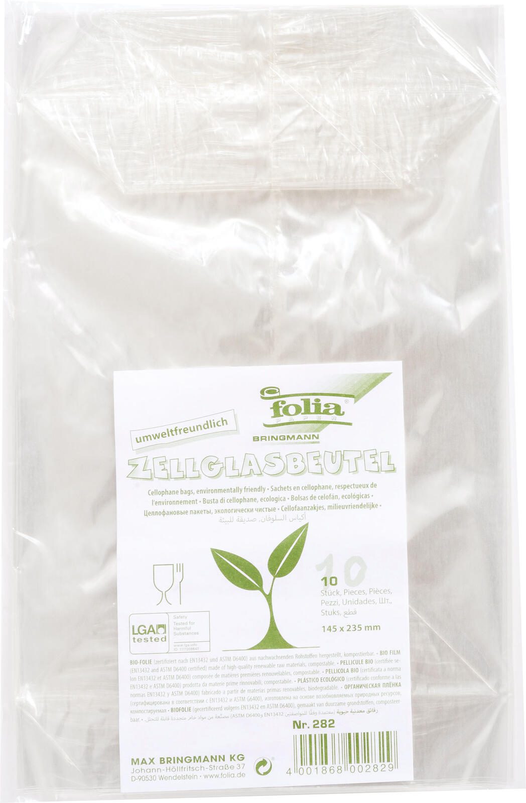 folia Zellglasbeutel 14,0 x 23,0 cm transparent