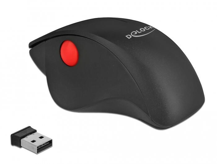 DeLOCK Ergonomic kabellose Maus – schwarz/rot