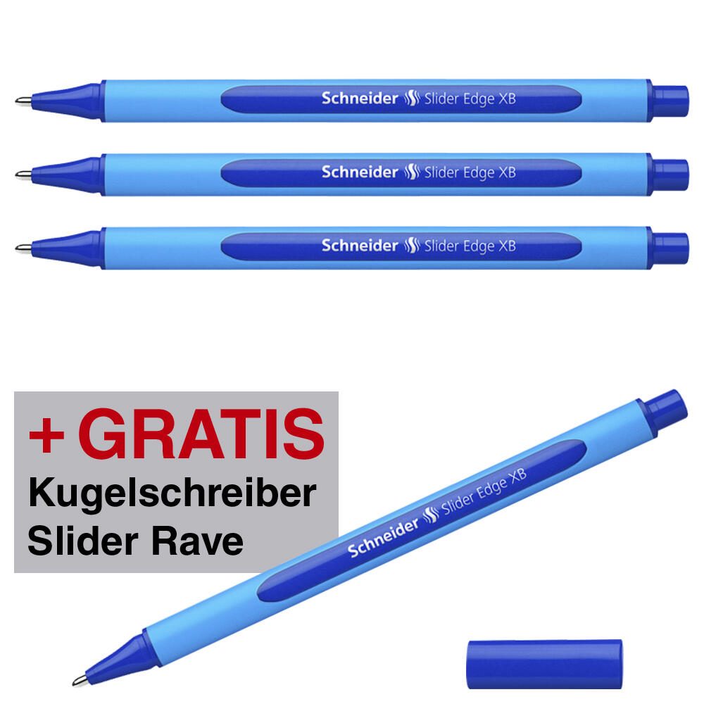Schneider Slider Edge Kugelschreiber blau 1.0 mm Schreibfarbe: Blau, 6 St. + GRATIS 1 Schneider Slider Rave XB