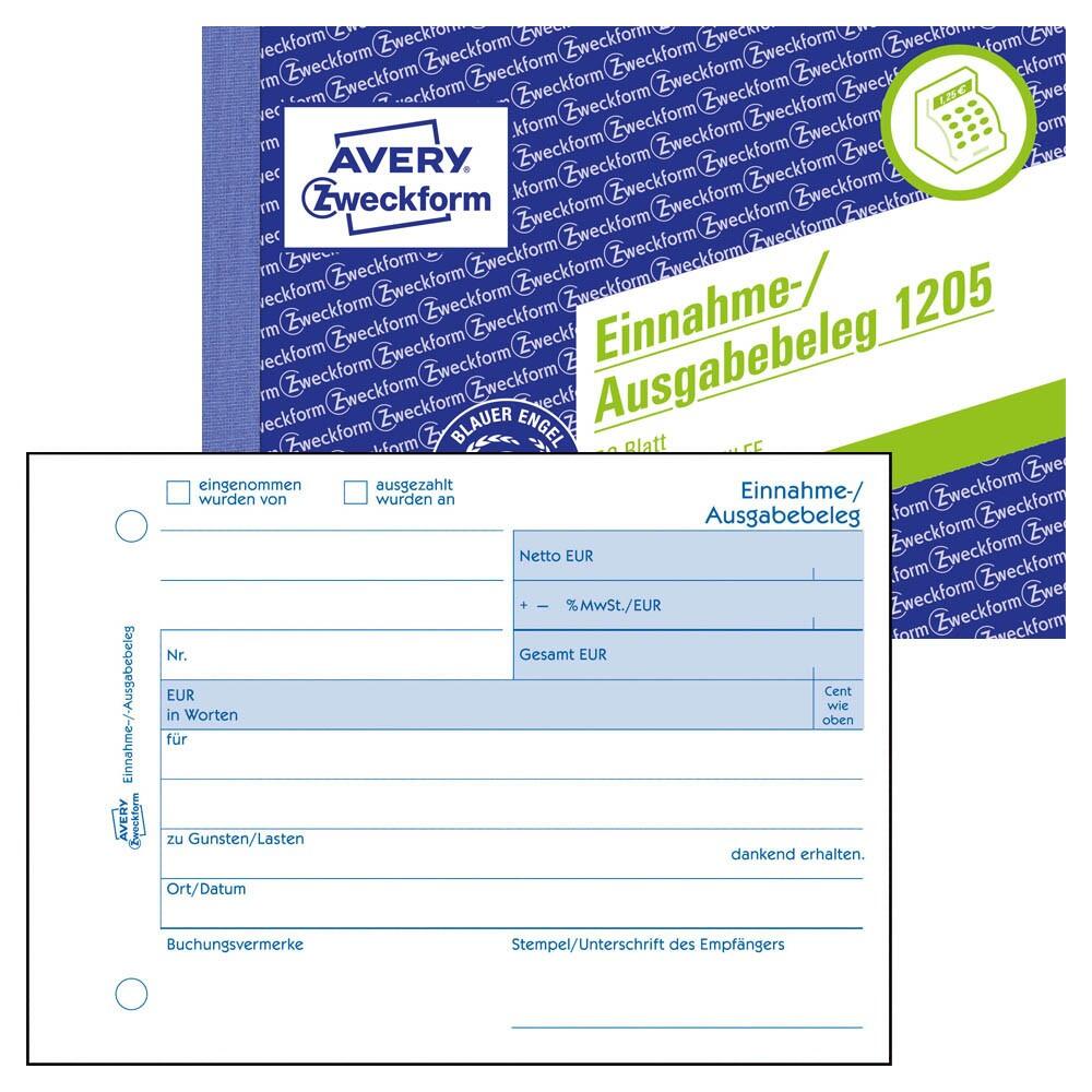 AVERY Zweckform Einnahme-/Ausgabebeleg Formularbuch 1205 – 1 x 50 Blatt
