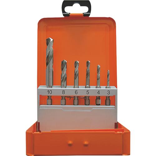 Projahn Spiralbohrer-Set, HSS-G, 6-teilig, 1/4' 6-kant Schaft, ? 3-4-5-6-8-10 mm, in Bohrerkassette