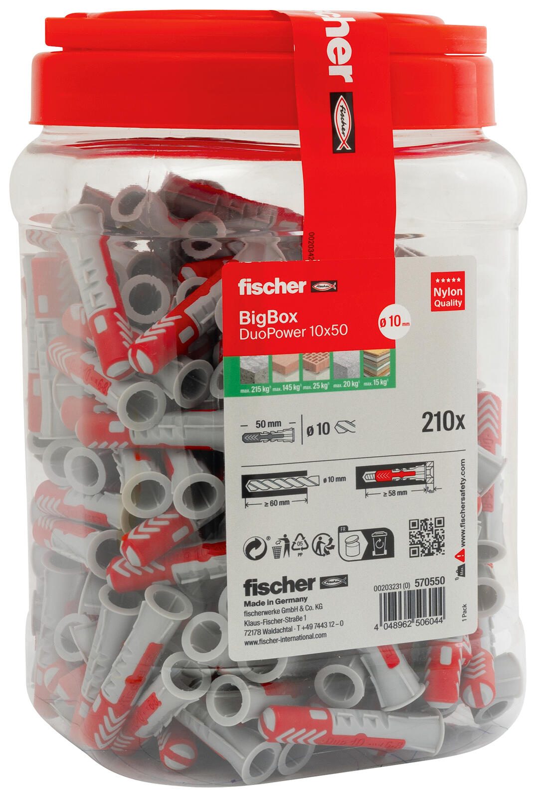 fischer BigBox – DuoPower 10×50 Universaldübel-Sortiment 10 x 50 mm, 210 Stück