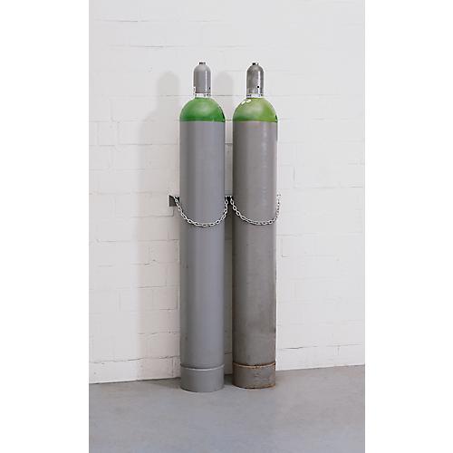 Gasflaschen-Wandhalterung, Stahl, B 280 x T 175 x H 60 mm, 1 Flasche ? 230 mm, mit Kettensicherung