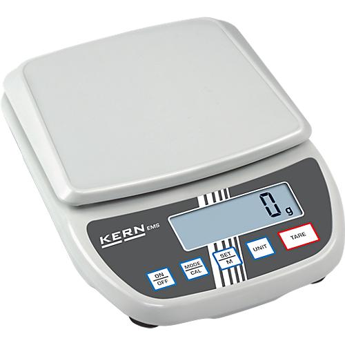 Laborwaage Kern EMS 12K0.1, Ablesbarkeit 0,1 g, W?gebereich 12 kg, gro?es LC-Display, B 200 x T 280 x H 65 mm, Kunststoff, wei?