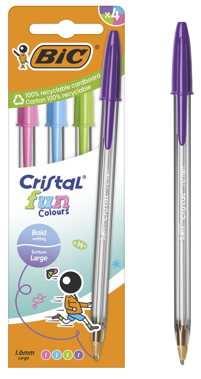 BIC® Cristal Fun Kugelschreiber transparent 0.6 mm Schreibfarbe: Mehrfarbig