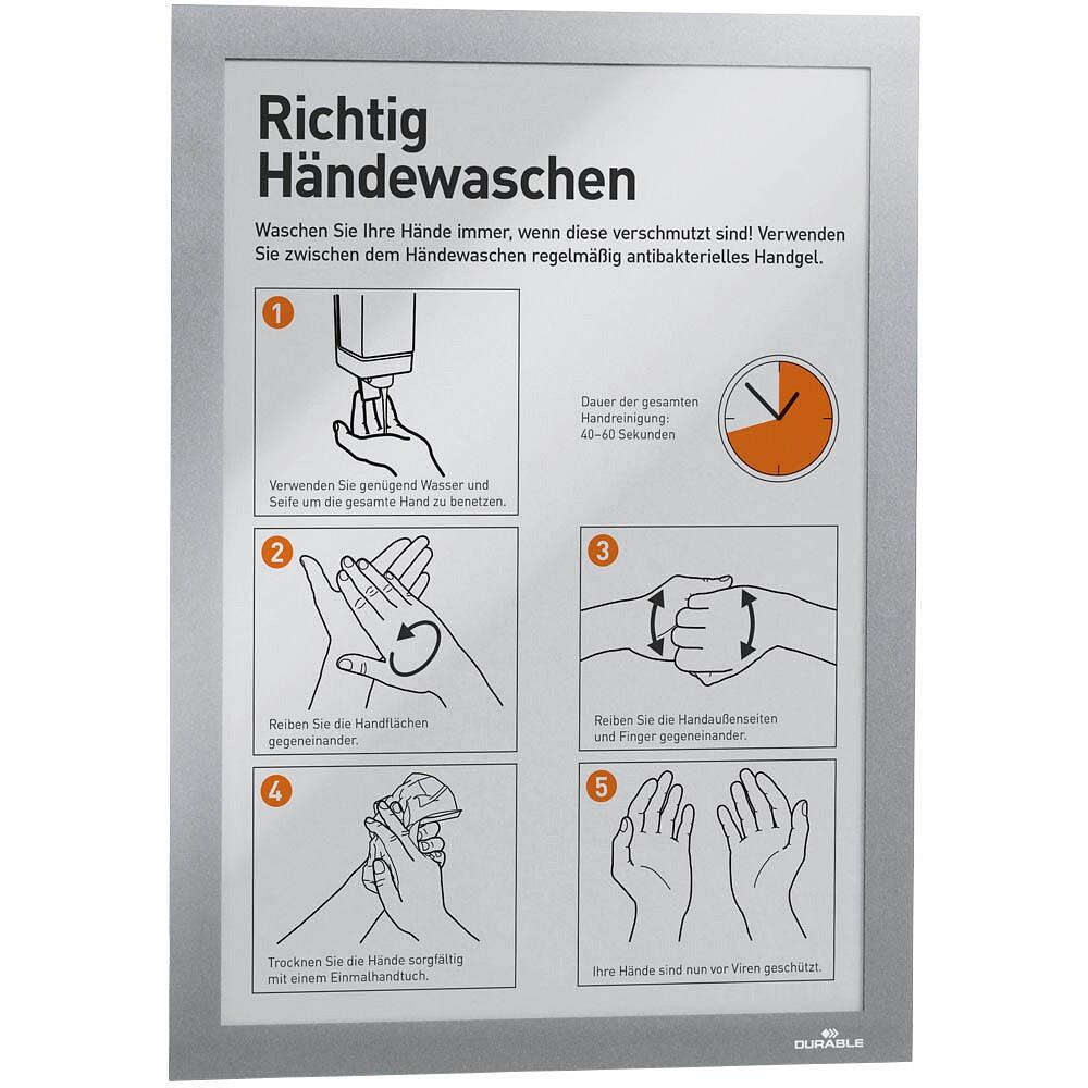 2 DURABLE Magnetrahmen selbstklebend silber – 2 Stück