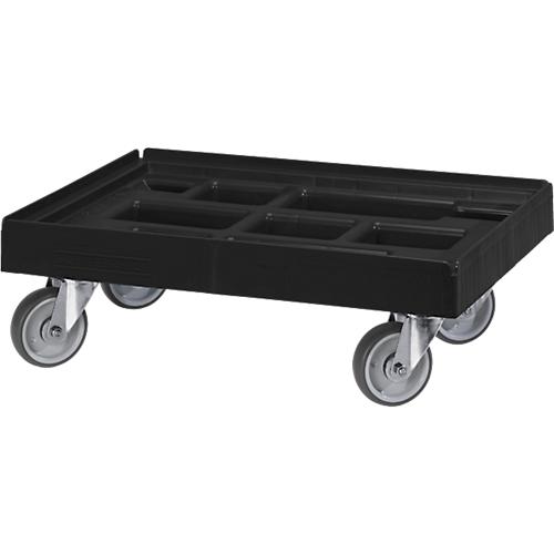 Sch?fer Shop Pure Transportroller, Euronorm, bis 300 kg, mit Stapelrand, Lenkrollen, L 610 x B 410 mm, HDPE & TPU, tiefschwarz RAL 9005