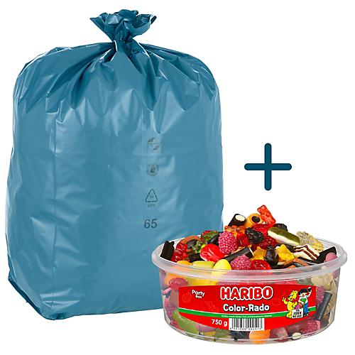 Abfalls?cke LDPE 500+450x1250mm 100 St. + GRATIS Haribo Color-Rado 750 g Party-Box