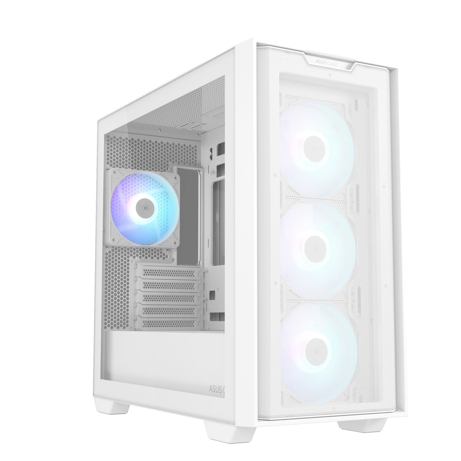 ASUS A21 PLUS TG ARGB microATX PC Gehäuse, weiß