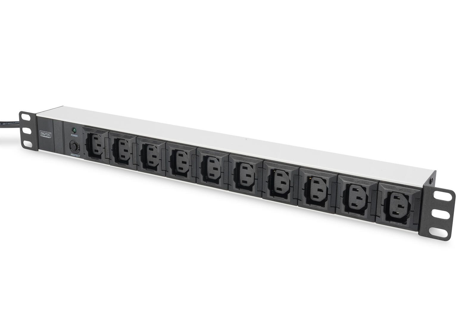 Digitus Steckdosenleiste mit Aluminiumprofil, 10-fach, 2 m Zuleitung IEC C14 Stecker