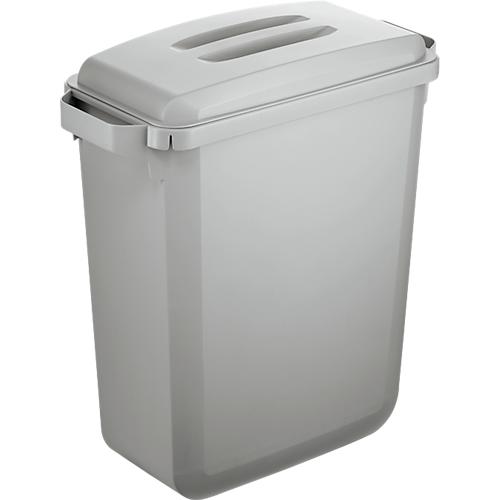 Abfallbeh?lter Durable Durabin Eco, 60 L, mit Deckel, 2 Tragegriffe, B 590 x T 282 x H 600 mm, recycelter Kunststoff in Qualit?t Blauer Engel, grau