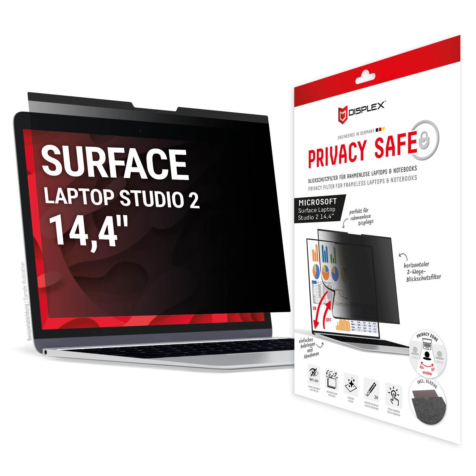 DISPLEX PRIVACY SAFE Blickschutzfilter für Surface Laptop Studio 2, 14,4 Zoll