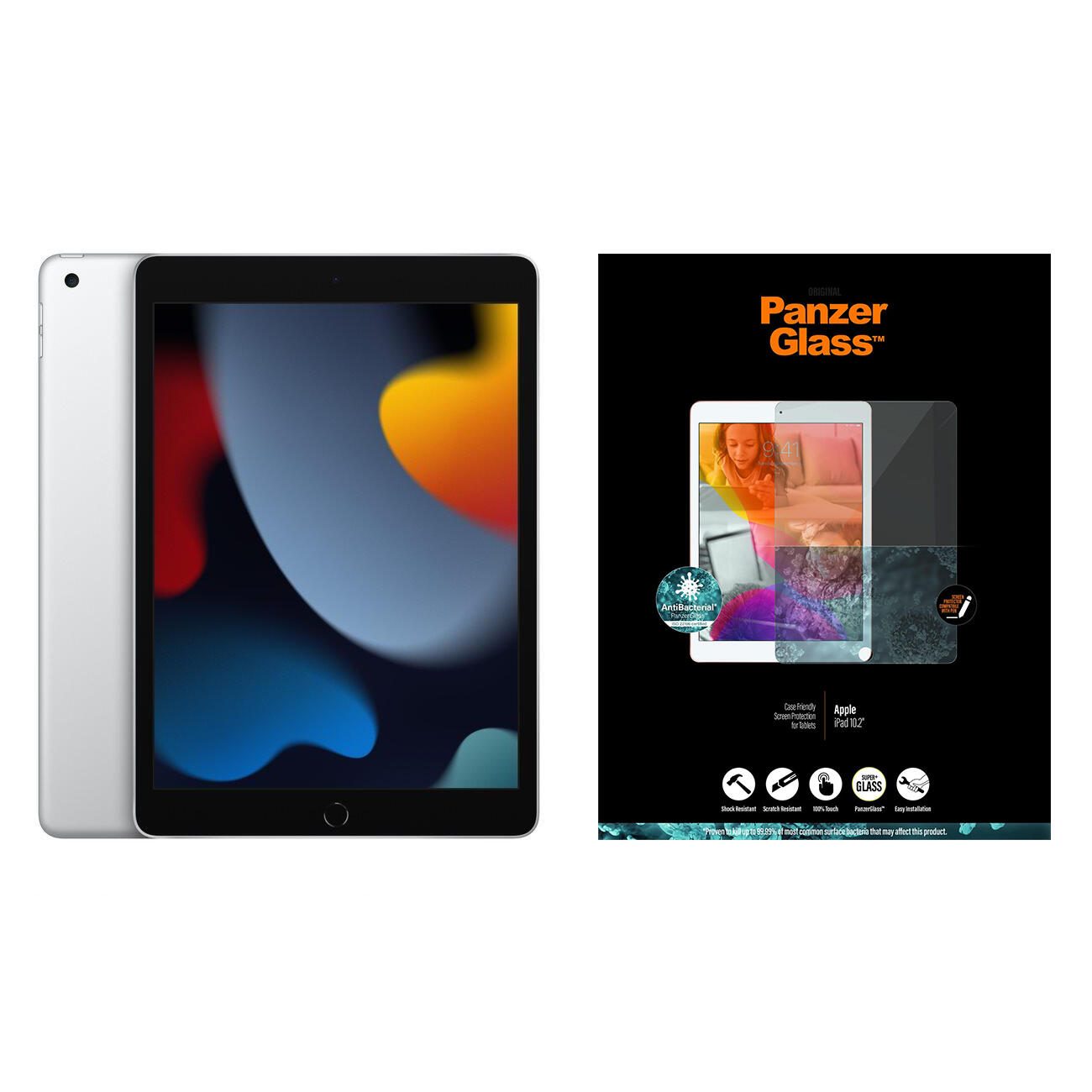 Apple iPad (10,2″) Wi-Fi 64GB silber + PanzerGlass® Displayschutz