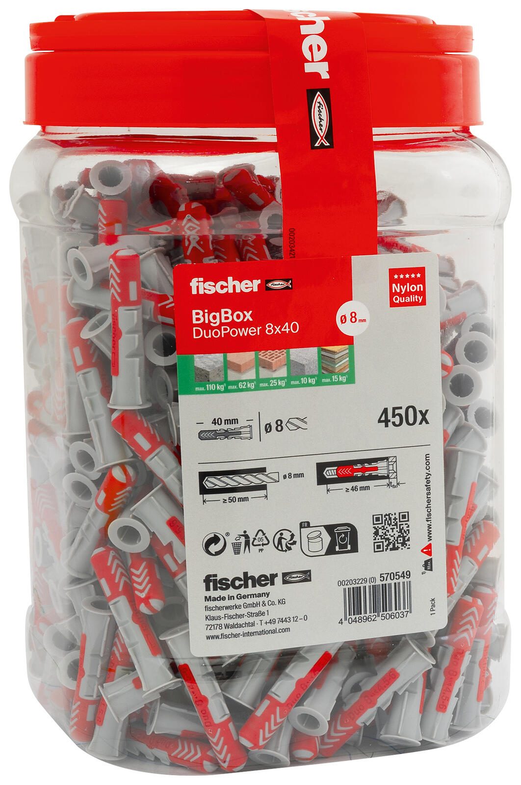 fischer BigBox – DuoPower 8×40 Universaldübel-Sortiment 8 x 40 mm, 450 Stück