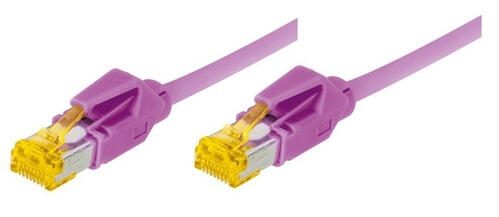 Tecline Patchkabel Cat. 6A (ISO/IEC), S/FTP, halogenfrei, mit Rastnasenschutz, erikaviolett, 0,3 m