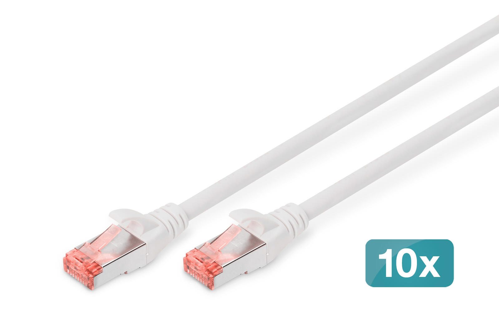 Digitus CAT 6 S-FTP Patchkabel, Cu, LSZH AWG 27/7, Länge 2 m, 10 Stück, Weiß