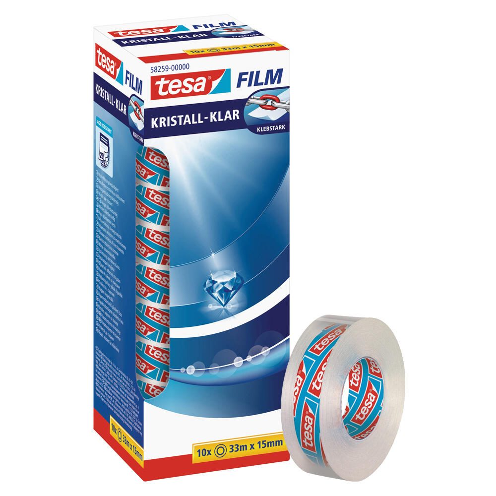 tesa KRISTALL-KLAR Klebefilm 15 mm x 33 m transparent