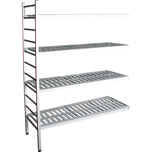 Aluminium-Steckregal, Anbaufeld, mit 4 Kunststoff-Rost-Fachb?den, H 1800 x B 1000 x T 400 mm