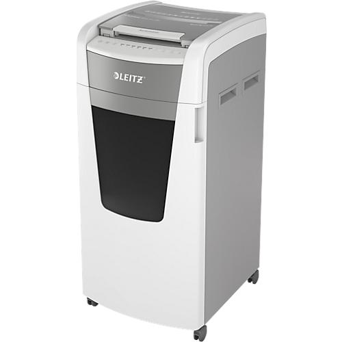 Leitz IQ Autofeed Office Pro 600 Aktenvernichter P5, Vollautomatik, Mikroschnitt 2 x 15 mm, 110 l, 600 Blatt Schnittleistung, mit Rollen, wei?